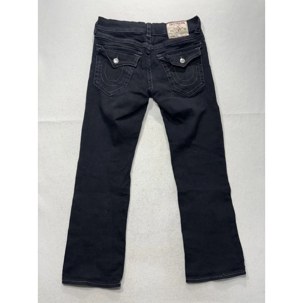 True Religion Ricky Relaxed Straight Jeans Mens 32x32 Black Dark Wash Stretch